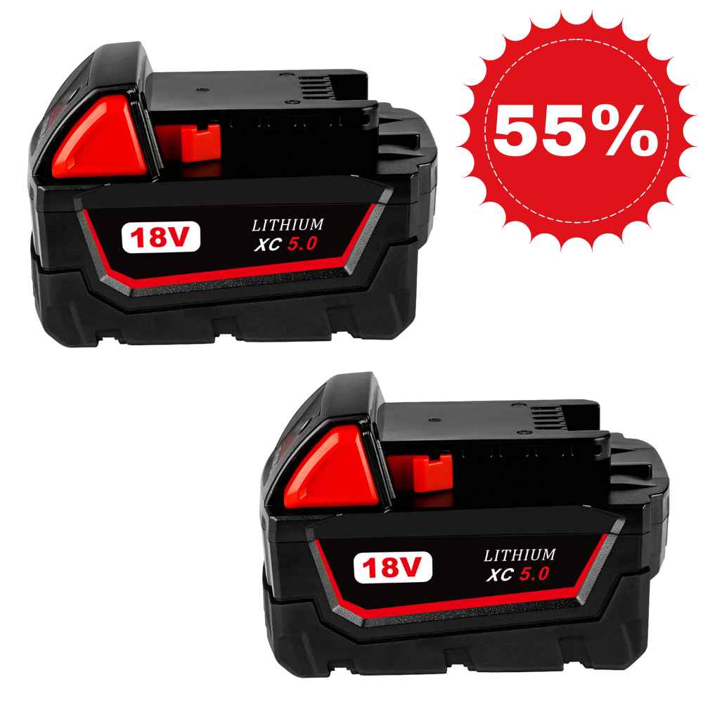 2 Pack For Milwaukee 18V 5.0Ah M18 Replacement Battery | Cordless Power Tools 18V XC Lithium Battery