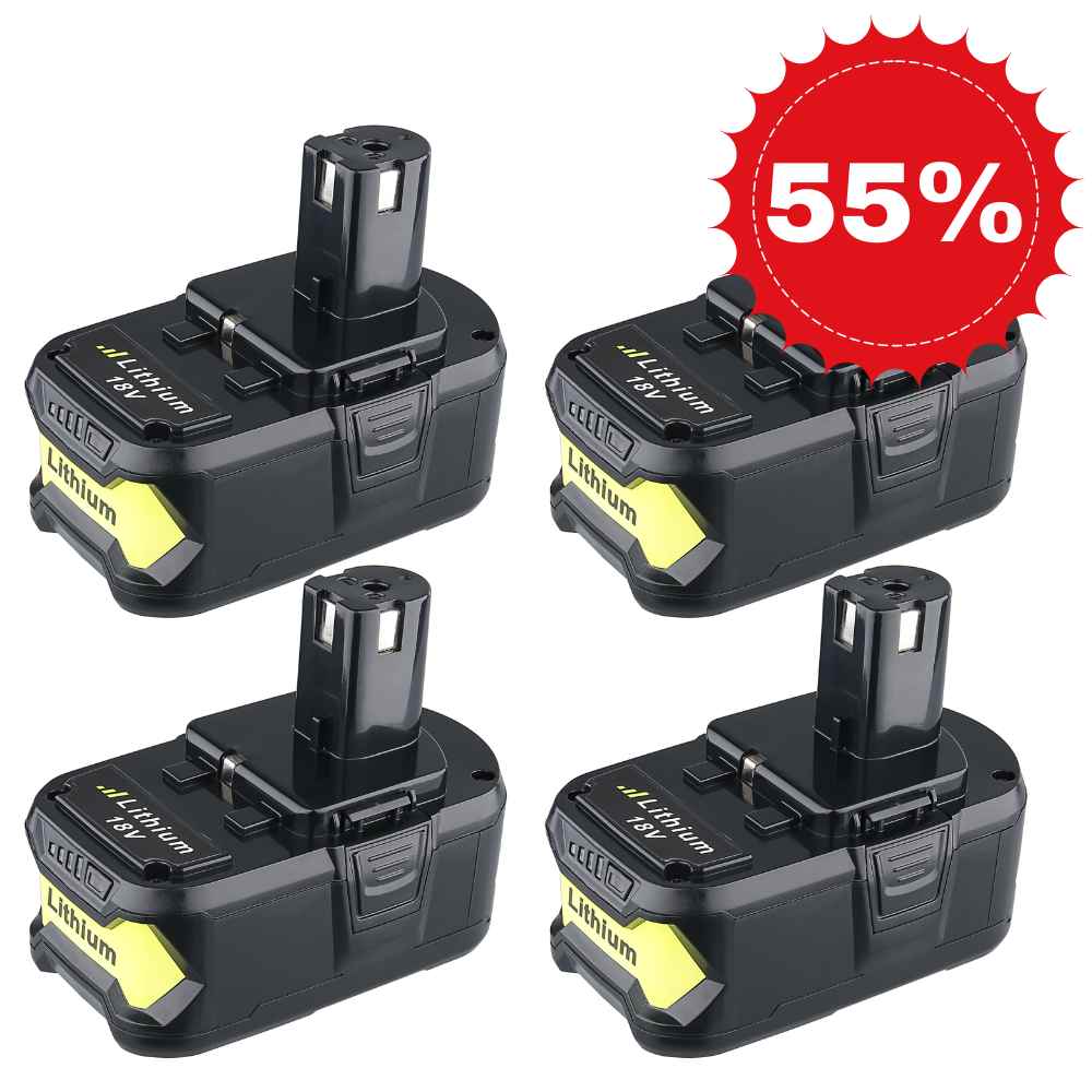 For Ryobi 18V Battery 6.5Ah Replacement | P107 P108 Li-ion  Battery 4 Pack