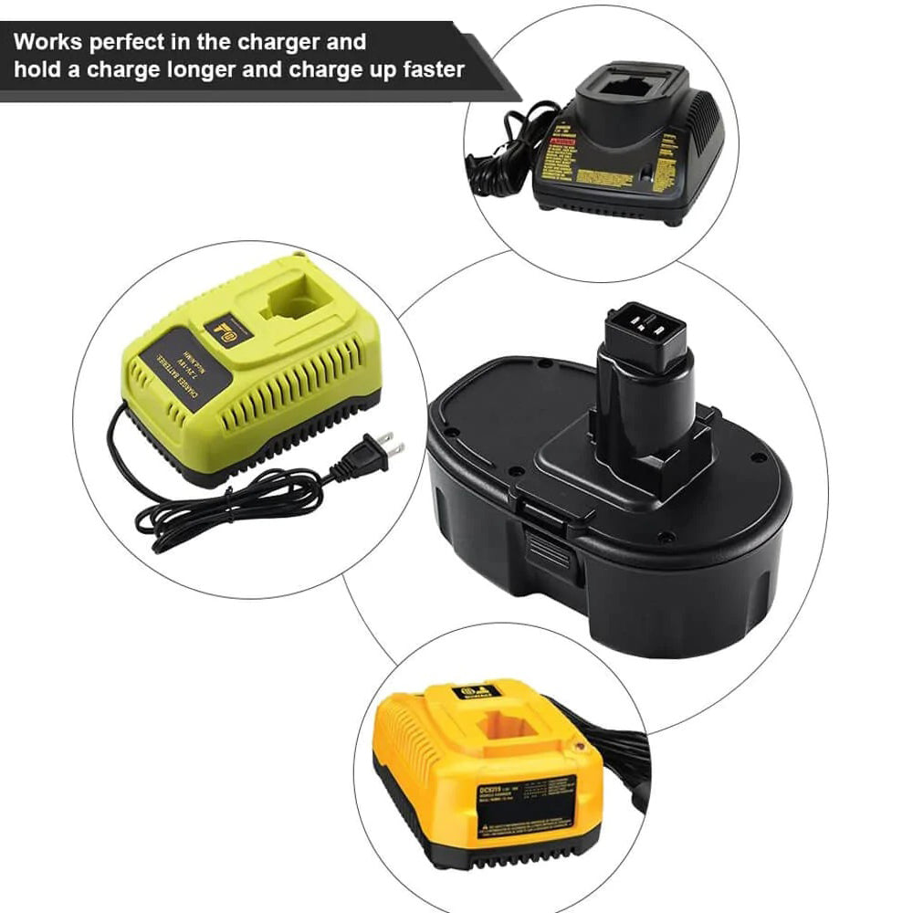For Dewalt 18V Battery Replacement | DC9099 DW9096 Ni-MH 4.8Ah Battery 3 Pack