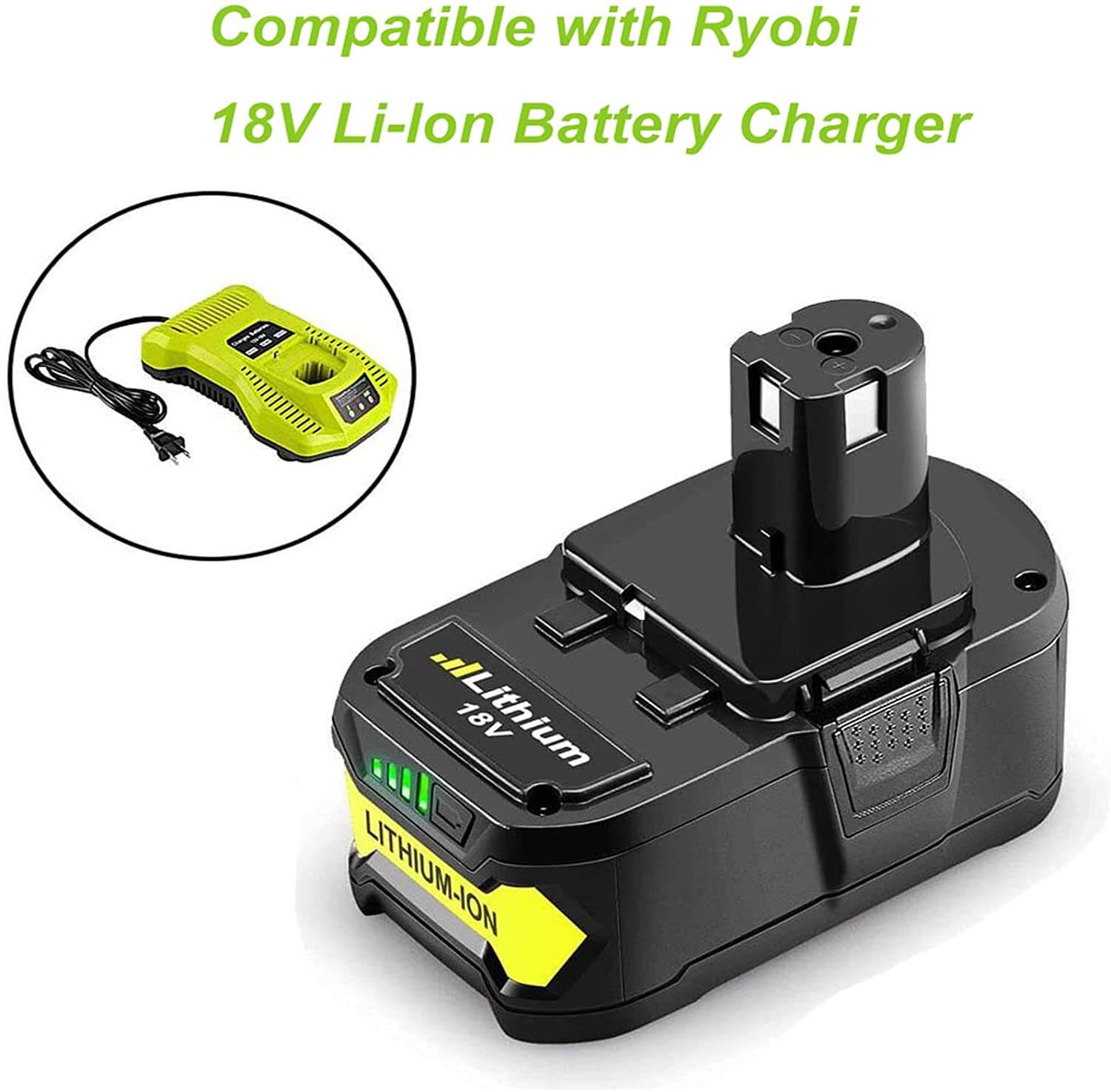 For Ryobi 18V Battery Replacement | P108 One Plus 5.0Ah Lithium Battery 3 Pack