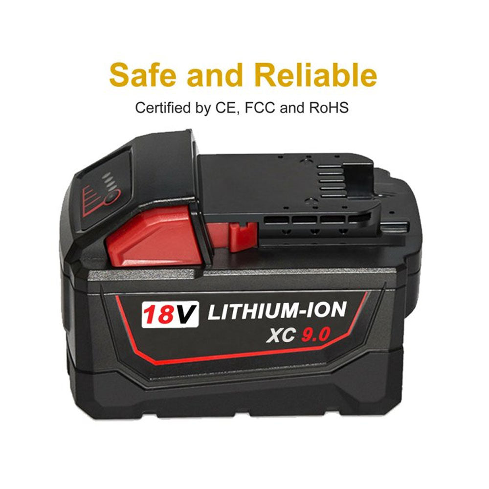 9.0Ah For Milwaukee M18 Battery Replacement | 18V High Capacity Li-Ion Battery 4 Pack