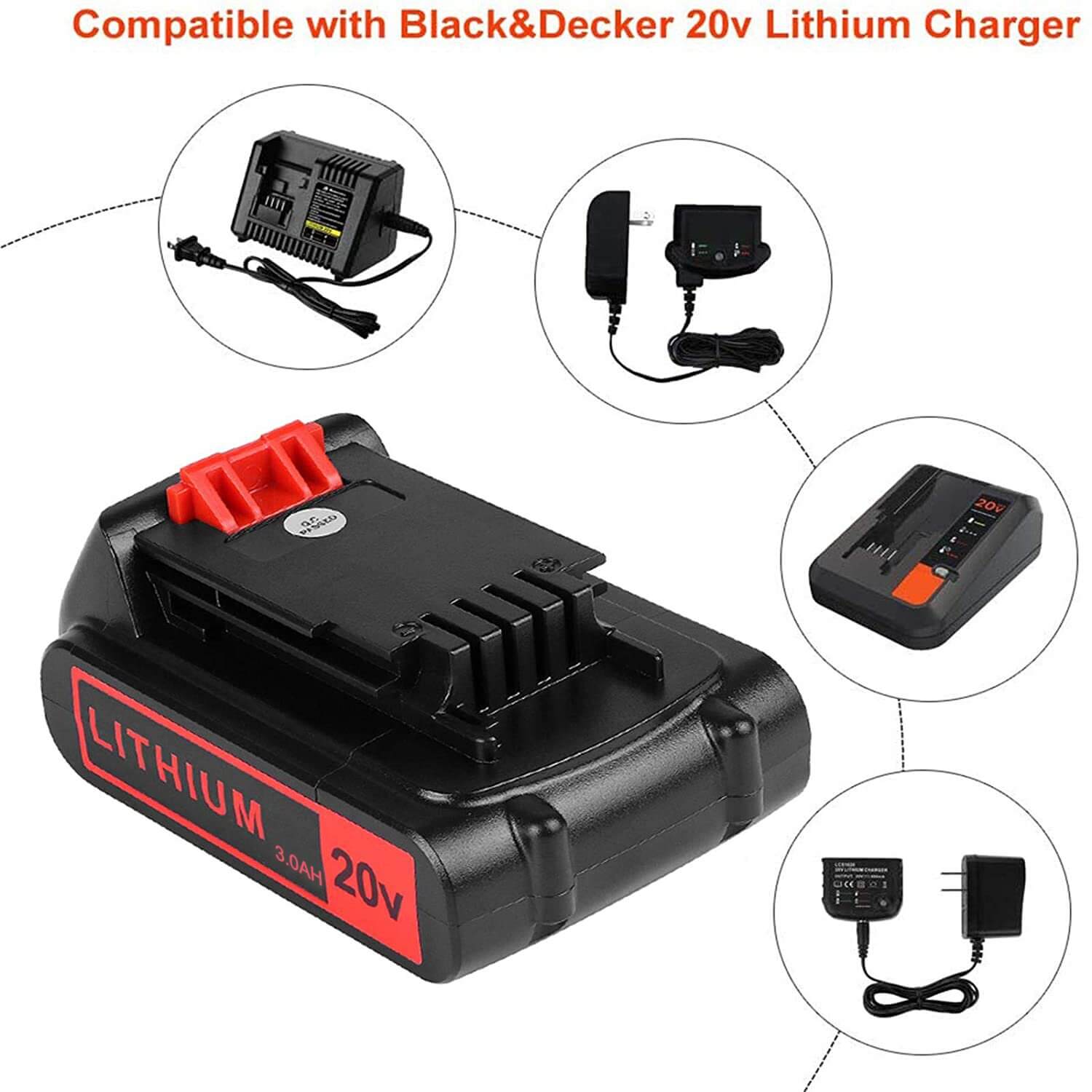 For Black and Decker 20V Battery Replacement | LBXR20 3.0Ah Li-ion Battery 4 Pack