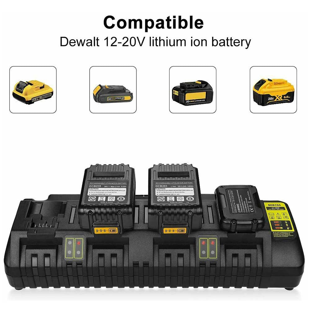 DCB104 Replacement Charger for Dewalt 12V/20V Max 4-Port Li-Ion Fast Charger DCB102 DCB104 DCB115 DCB204 Dewalt 20V Lithium Battery