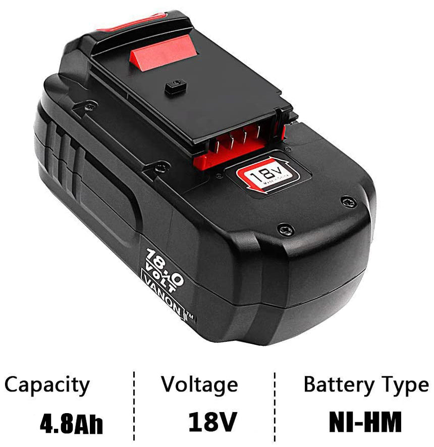 For Porter Cable 18V Battery Replacement | PC18B PCC489N PC188 PCMVC PCXMVC NI-MH 4.8Ah Battery