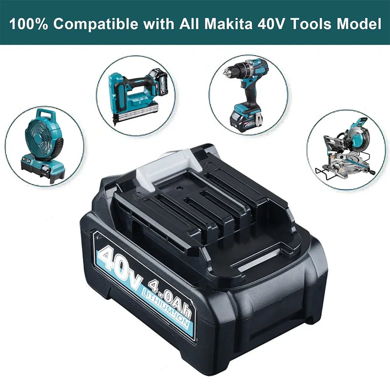 2 Pack For Makita 40V 4.0Ah BL4040 Battery Replacement BL4025 40V Lithium Battery Compatible with BL4040 BL4025 BL4025B BL4020 BL4050 - Triple-Batteries