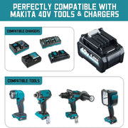 2 Pack For Makita 40V 4.0Ah BL4040 Battery Replacement BL4025 40V Lithium Battery Compatible with BL4040 BL4025 BL4025B BL4020 BL4050 - Triple-Batteries