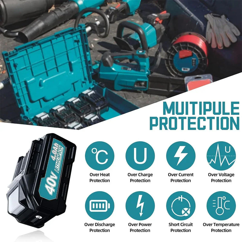 2 Pack For Makita 40V 4.0Ah BL4040 Battery Replacement BL4025 40V Lithium Battery Compatible with BL4040 BL4025 BL4025B BL4020 BL4050 - Triple-Batteries