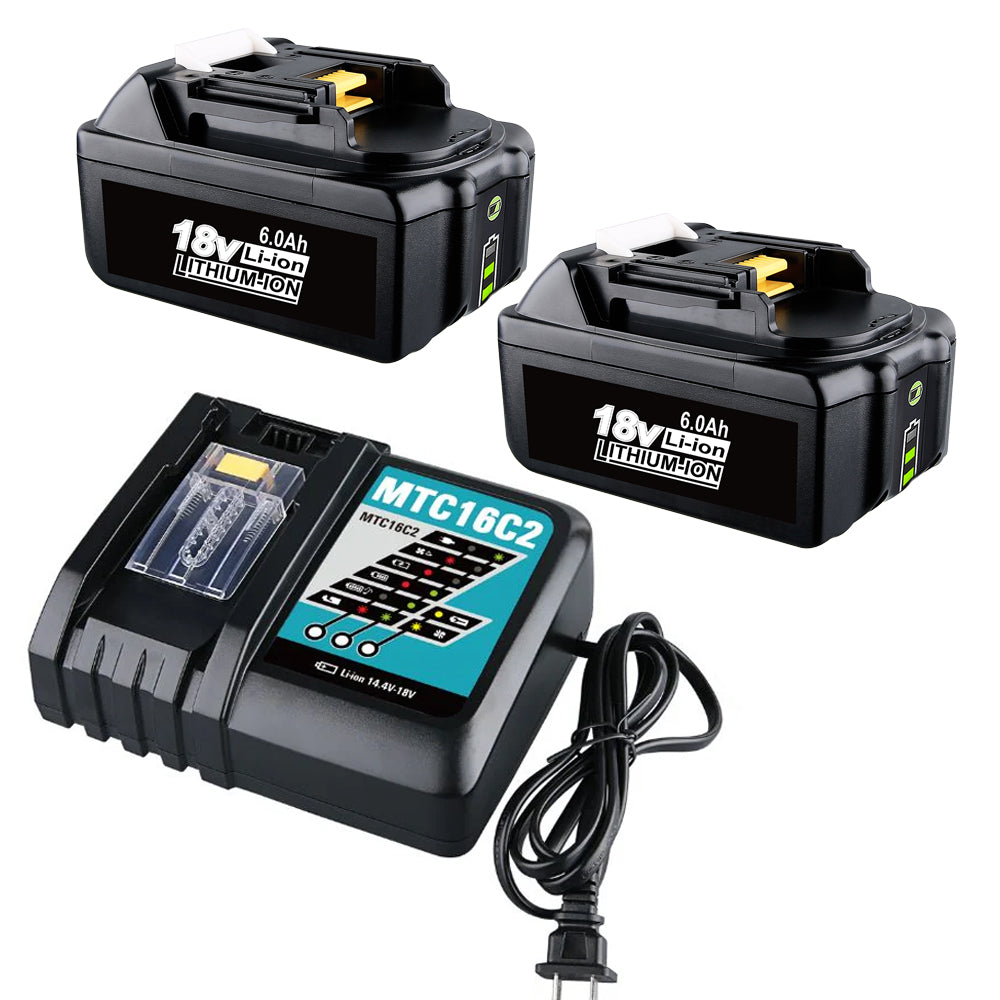 For Makita 18V Battery| BL1860B 6.0Ah Lithium BL1830 BL1850 Battery 2 Pack+DC18RC Charger | clearance