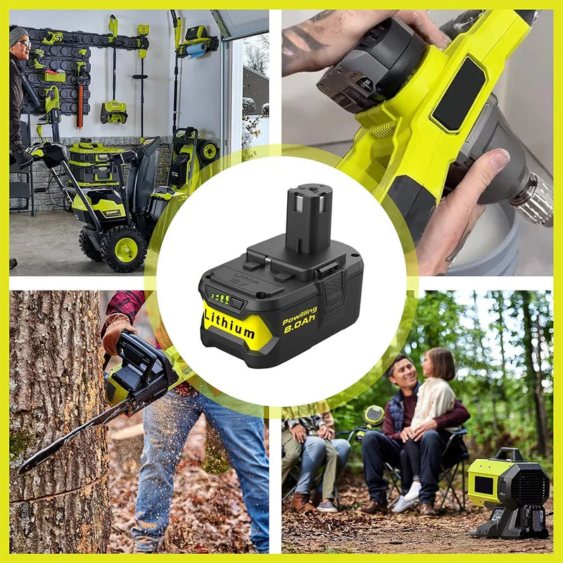 For Ryobi 18V 7.0Ah P108 Battery Replacement 2 Packs With Charger For Ryobi 12V-18V P117 P104 Ni-Cd & Ni-Mh - Triple-Batteries