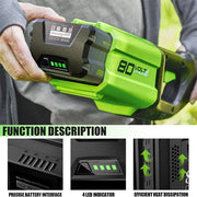 For Greenworks 80V 5.5Ah Battery Max GBA80200 compatible with Greenworks 80V Cordless Power Tools GCH8040 - Triple-Batteries