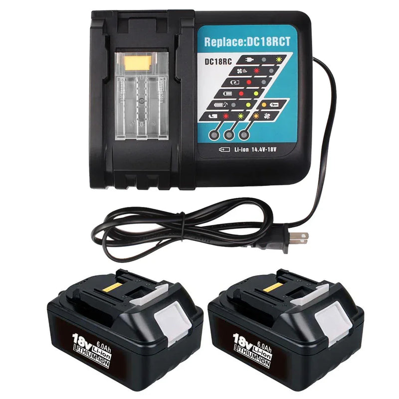 For Makita 18V Battery| BL1860 6.0Ah Lithium BL1830 BL1840 BL1845 Battery 2 Pack+DC18RC Charger | clearance - Triple-Batteries