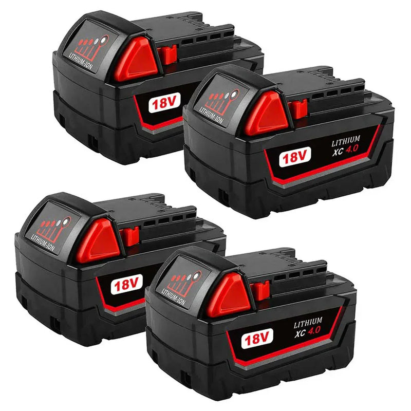 For Milwaukee M18 Battery Replacement | 18V XC 4.0Ah Li-Ion Battery 4 Pack - Triple-Batteries