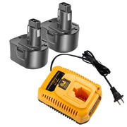 2 Pack For Dewalt 12V 4.6Ah Battery Replacement XRP DC9071 DW9072 + DC9310 Charger For 7.2V-18V XRP Ni-Cd & Ni-Mh Battery - Triple-Batteries