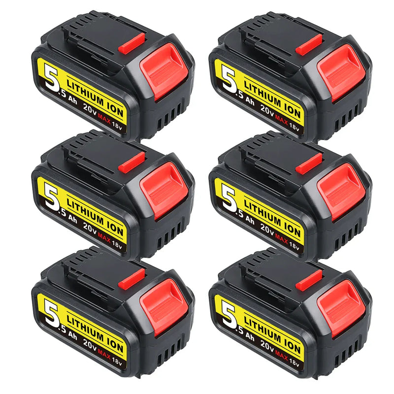 For DeWalt DCB200 20V 5.5Ah Max Battery Replacement | DCB200 DCB205 Li-ion Battery 6 Pack - Triple-Batteries