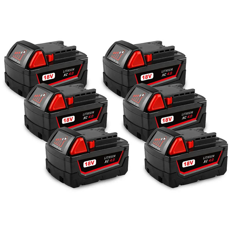 For Milwaukee M18 Battery Replacement | 18V XC 4.0Ah Li-Ion Battery 6 Pack - Triple-Batteries