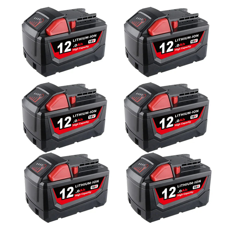 12.0Ah For Milwaukee 18V Battery Replacement 48-11-1811 | M18 Li-ion Battery 6 Pack - Triple-Batteries