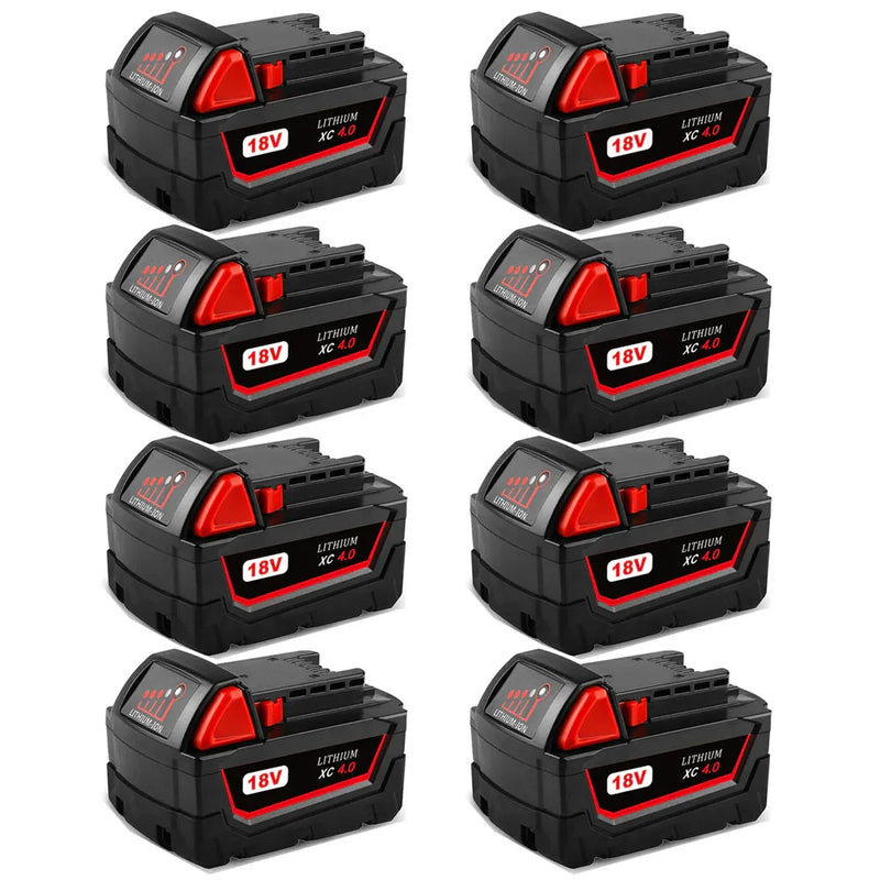 For Milwaukee M18 Battery Replacement | 18V XC 4.0Ah Li-Ion Battery 8 Pack - Triple-Batteries
