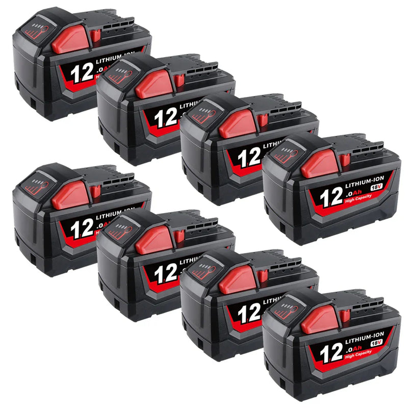 12.0Ah For Milwaukee 18V Battery Replacement 48-11-1811 | M18 Li-ion Battery 8 Pack - Triple-Batteries
