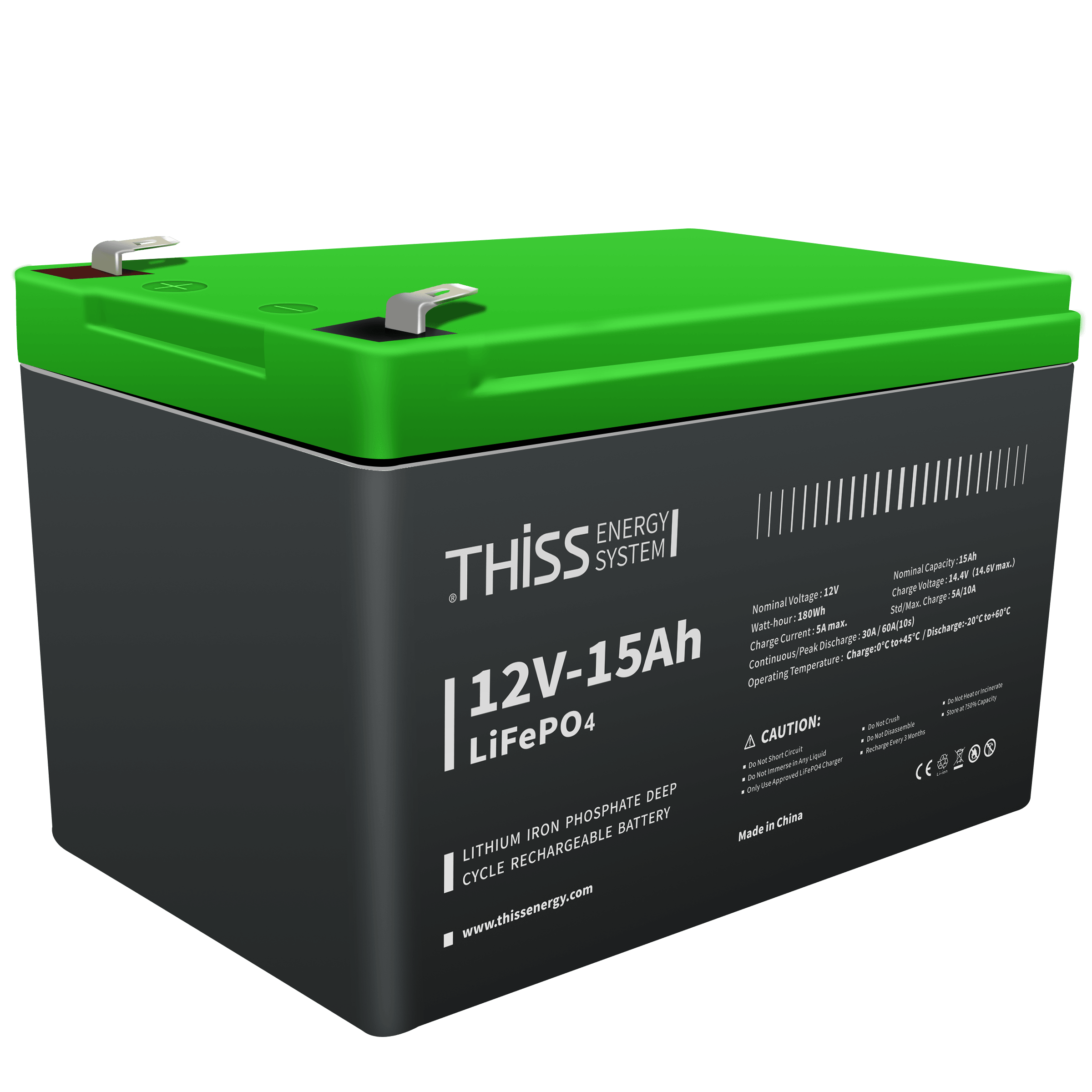 12V 15Ah LiFePO4 Battery, Built-in BMS, 4000+ Deep Cycle Rechargeable Battery, Maintenance Free Home Energy Storage And Off Grid Application Battery