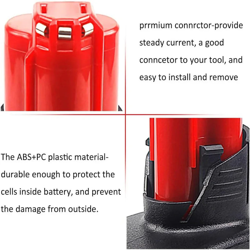 12V 12.0Ah For Milwaukee M12 Li-ion Replacement Battery - Triple-Batteries