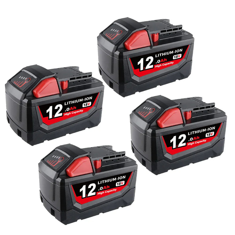 12.0Ah For Milwaukee 18V Battery Replacement 48-11-1811 | M18 Li-ion Battery 4 Pack - Triple-Batteries