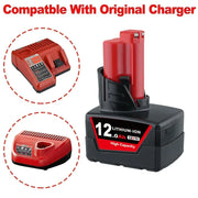 4 Pack 12V 12.0Ah For Milwaukee M12 Li-ion Replacement Battery - Triple-Batteries