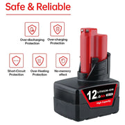 3 Pack 12V 12.0Ah For Milwaukee M12 Li-ion Replacement Battery - Triple-Batteries