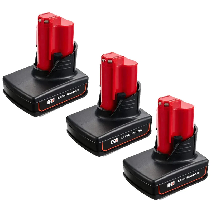 For Milwaukee M12 12V Battery Replacement 5.5Ah Li-ion Battery 3 Pack - Triple-Batteries