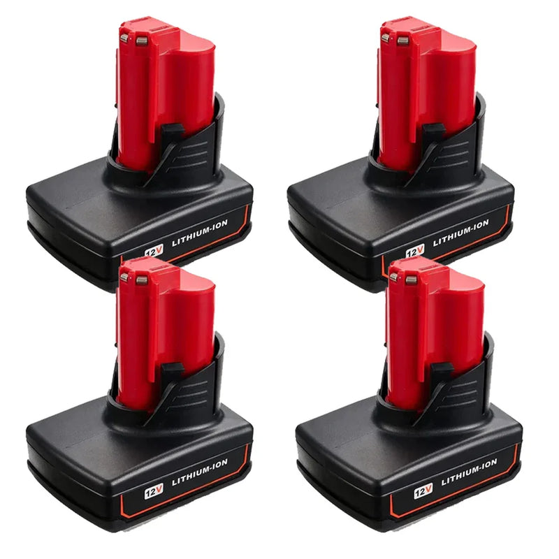 For Milwaukee M12 Battery Replacement | 12V 5.5Ah Li-ion Battery 4 Pack - Triple-Batteries