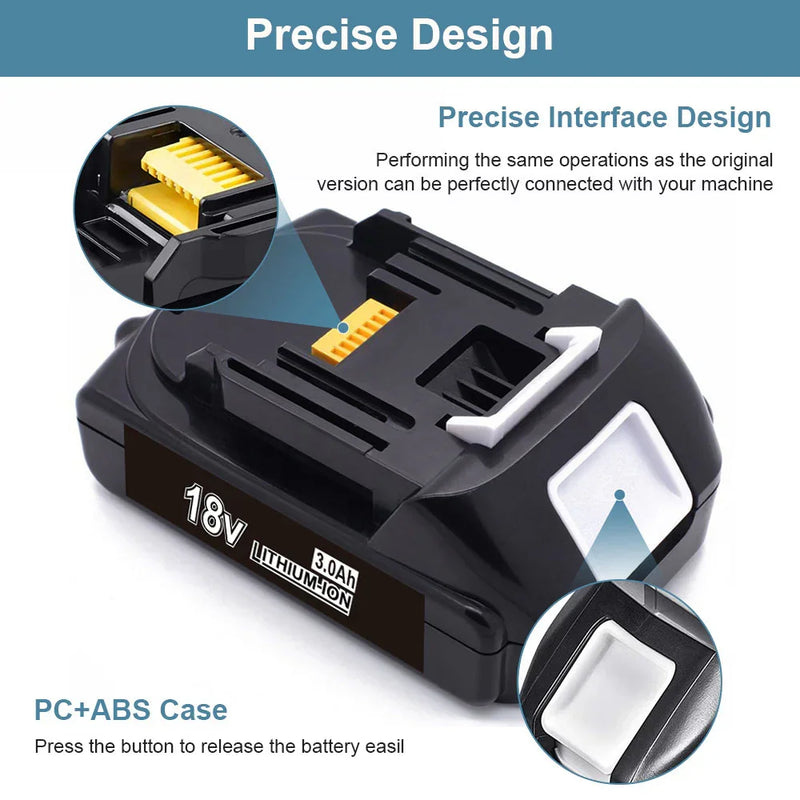 For Makita 18V Li-ion Battery Replacement BL1830 LXT400 3.0Ah 2 Pack - Triple-Batteries