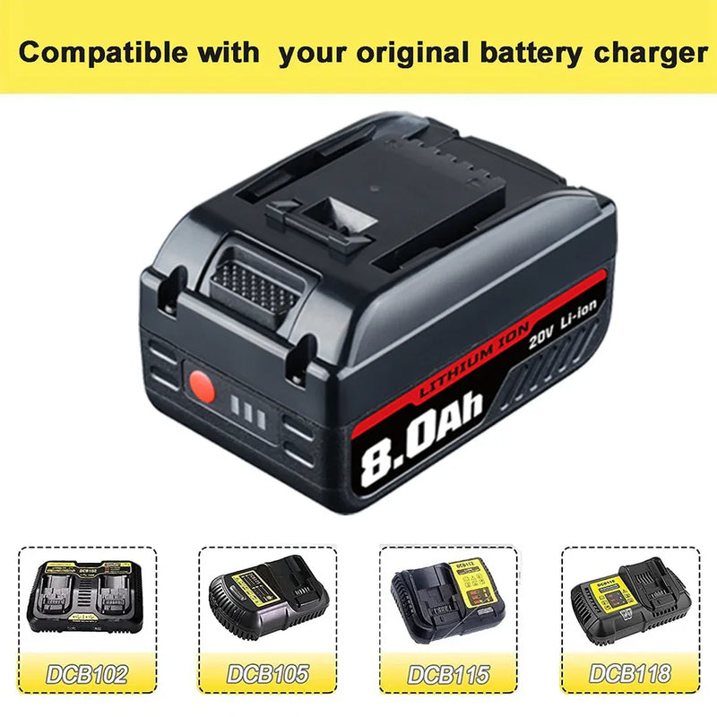 8.0Ah For DeWalt 20V Battery Replacement | Max XR Li-ion Battery DCB209 DCB205 DCB200 2 Pack - Triple-Batteries