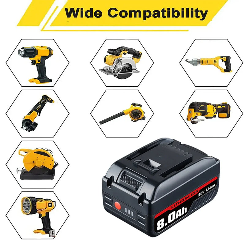 8.0Ah For DeWalt 20V Battery Replacement | Max XR Li-ion Battery DCB209 DCB205 DCB200 2 Pack - Triple-Batteries