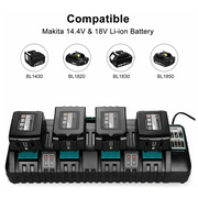 4 Pack For 18V 5.5Ah Makita BL1850 battery replacement & 4-port 18V Li-ion charger DC18SF For 14.4V-18V battery - Triple-Batteries