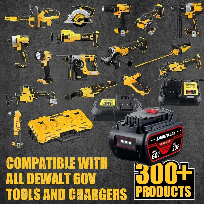 For Dewalt DCB609 20V/60V MAX FLEXVOLT Li-Ion 9.0Ah Battery DCB609-2 DCB606 6Pack - Triple-Batteries