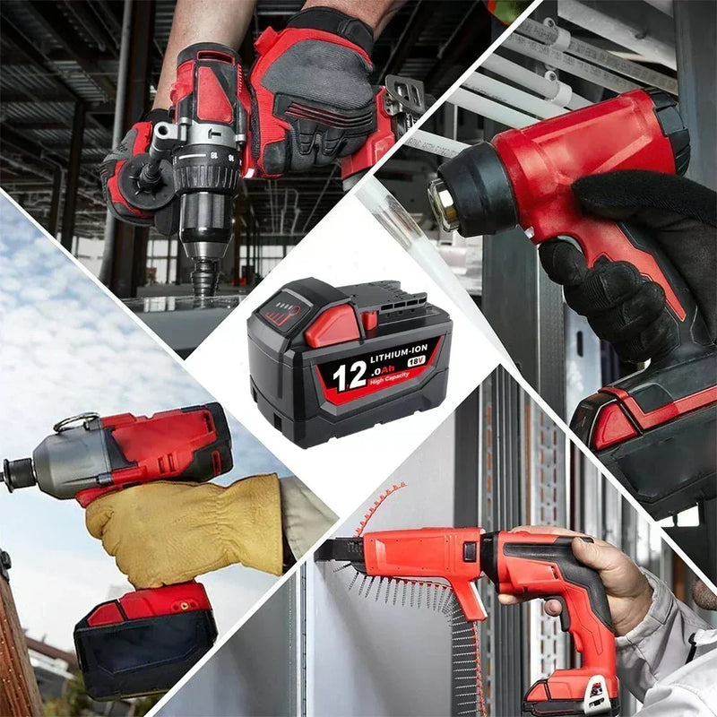 For Milwaukee 18V 12.0Ah XC LITHIUM Replacement Battery 4 Pack With Rapid Charger For Milwaukee M18 & M12 Battery - Triple-Batteries