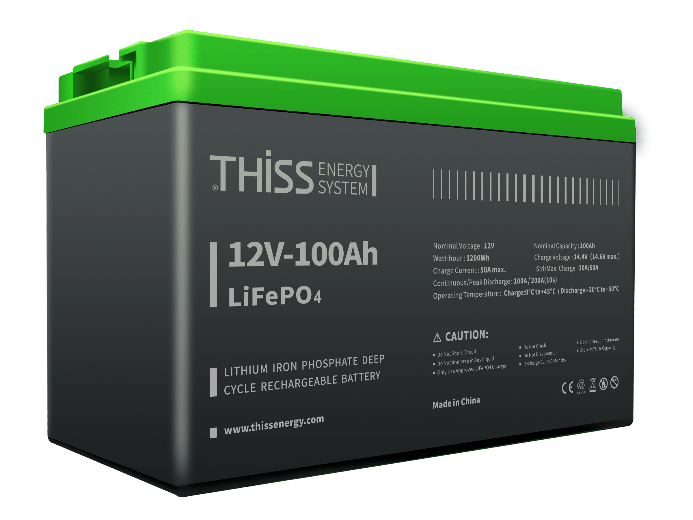 12V 100Ah LiFePO4 Battery, Built-in BMS, 4000+ Deep Cycle Rechargeable Battery, Maintenance Free Home Energy Storage And Off Grid Application Battery