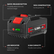 Ceenr 6.0Ah Battery For Bosch 18V 2 Pack | Replacement Model BAT610G, with LG Battery Cell (INR18650HG2) - Triple-Batteries