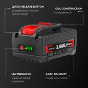 Ceenr 5.0Ah Battery For Worx 20V Max 4 Pack | Model WA3551 - Triple-Batteries