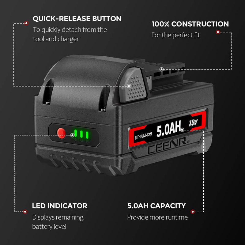 Ceenr 5.0Ah Battery For Milwaukee 18V | Replacement Model - Triple-Batteries