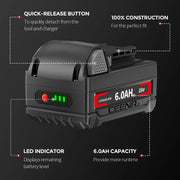 Ceenr 6.0Ah Battery For Milwaukee 18V | Replacement Model M 18, with LG Battery Cell (INR18650HG2) - Triple-Batteries