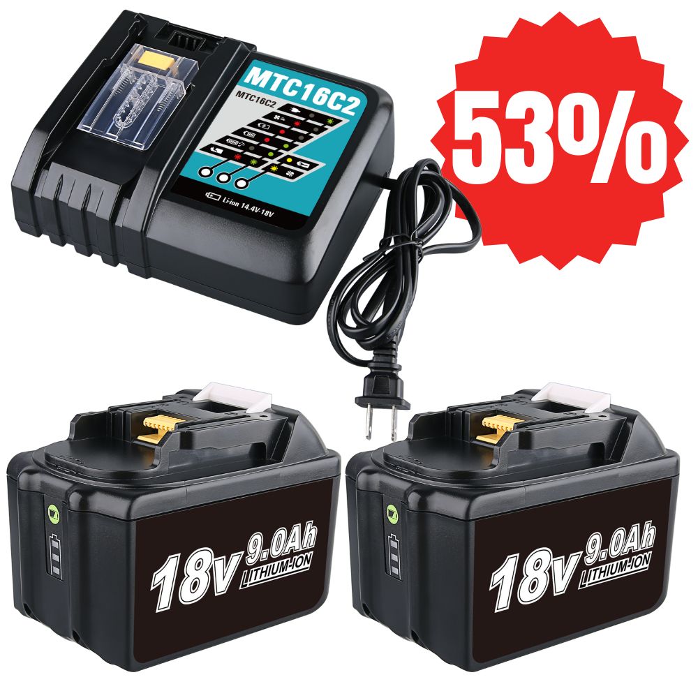 For Makita 18V Battery| BL1890B 9.0Ah Lithium BL1830 BL1850 Battery 2 Pack+DC18RC Charger