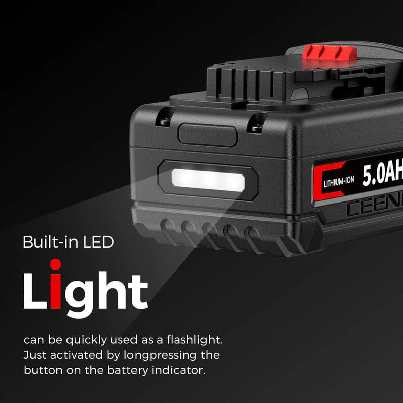 Ceenr 5.0Ah Battery For DeWalt 18V(20V Max) 2 Pack | Replacement Model DCB200 - Triple-Batteries
