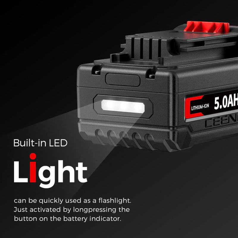 Ceenr 5.0Ah Battery For Black and Decker 18V(20V Max) | Replacement Model LBXR20 - Triple-Batteries