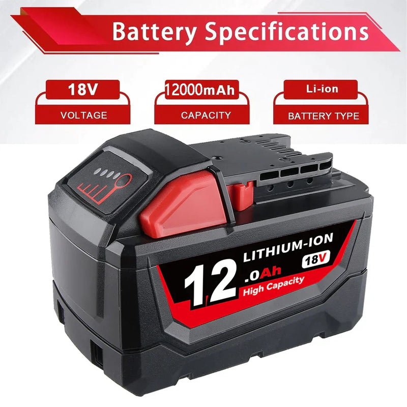 12.0Ah For Milwaukee 18V Battery Replacement 48-11-1811 | M18 Li-ion Battery - Triple-Batteries