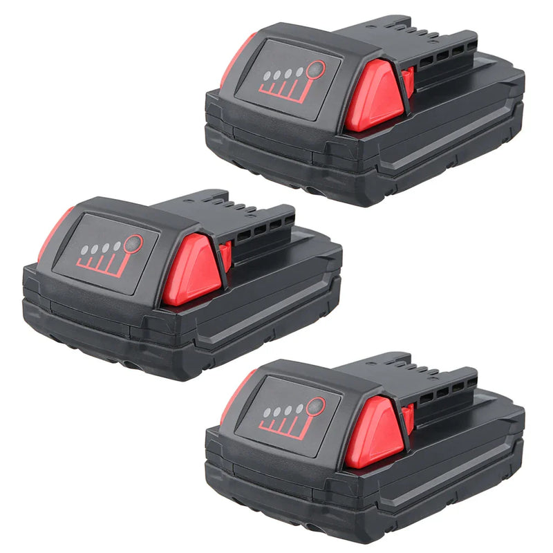 For Milwaukee M18 Battery Replacement | 18V XC 3.0Ah Li-Ion Battery 3 Pack - Triple-Batteries