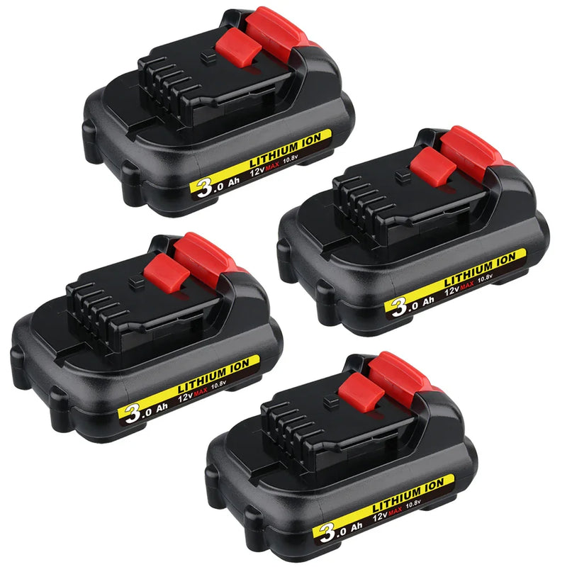 For Dewalt 12V Battery Replacement | DCB120 DCB121 3.0Ah Li-ion Battery 4 Pack - Triple-Batteries