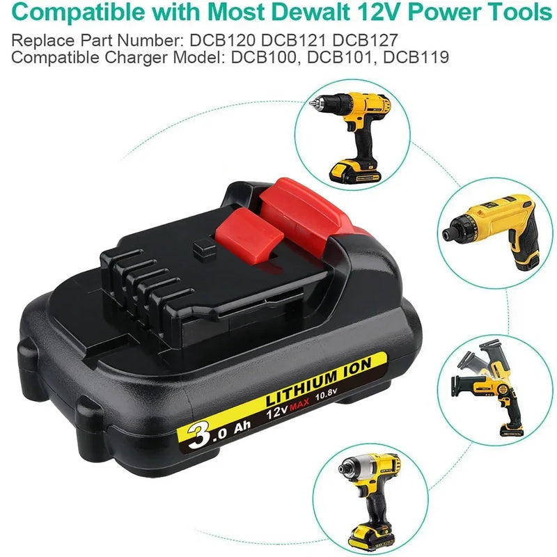 For Dewalt 12V Battery Replacement | DCB120 DCB123 DCB127 3.0Ah Li-ion Battery 2 Pack | clearance - Triple-Batteries