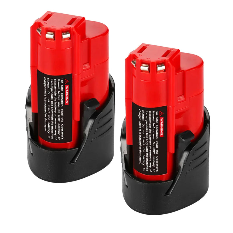 2 Pack For Milwaukee M12 12V 3.5Ah Battery Replacement + M12 Charger Replacement | 12V Rapid Charger - Triple-Batteries