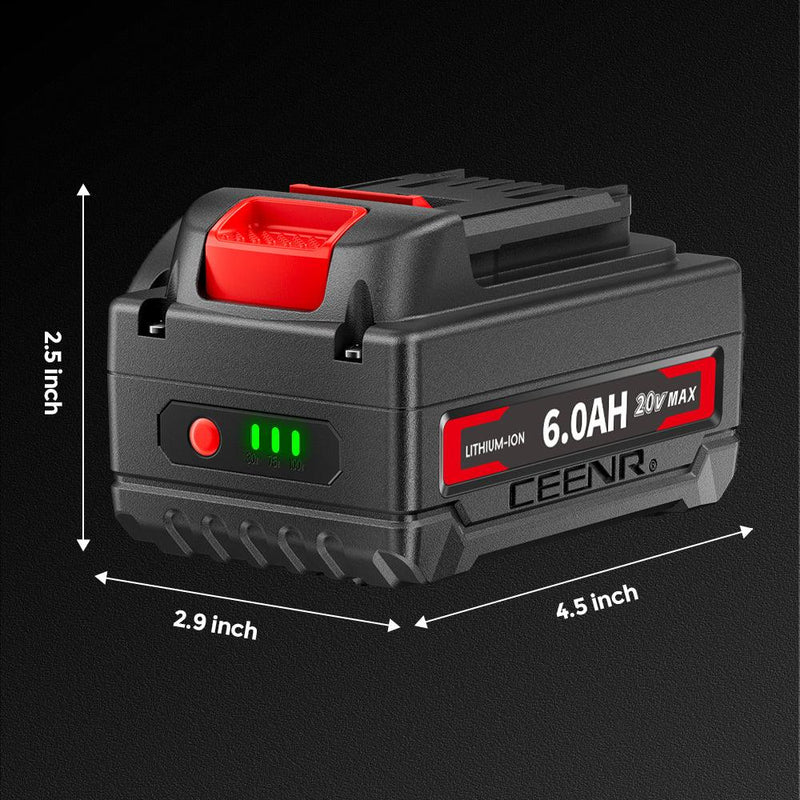Ceenr 6.0Ah Battery For Worx 18V(20V Max) | Model WA3551, with LG Battery Cell (INR18650HG2) - Triple-Batteries