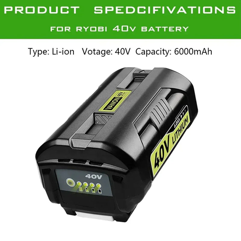 For Ryobi 40V battery 6.0Ah replacement | OP4026 Lithium-ion battery with led indicator 3 PACK - Triple-Batteries